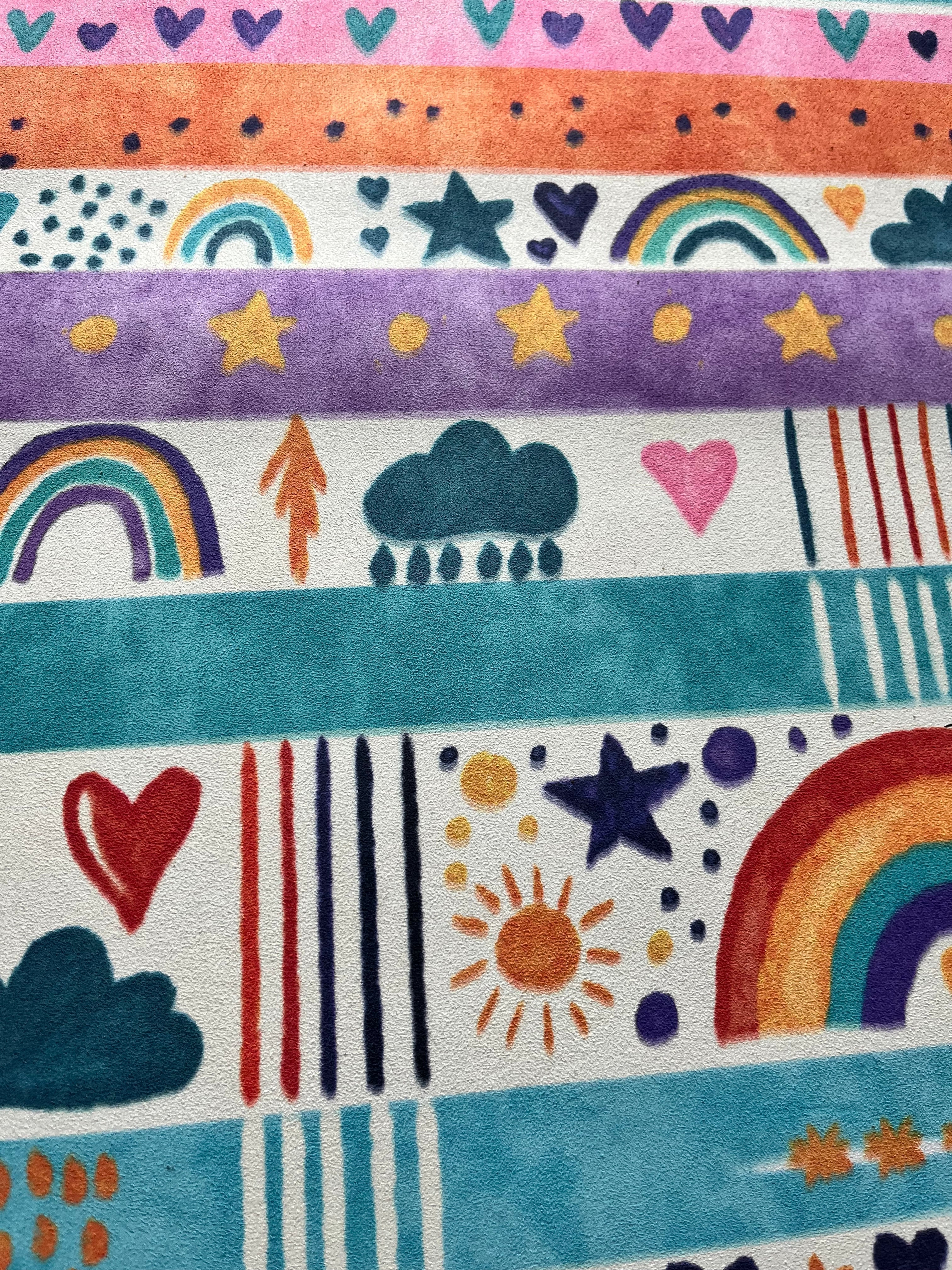 Drawing captured from yoga mat. Childish ErdeGora watercolor style.