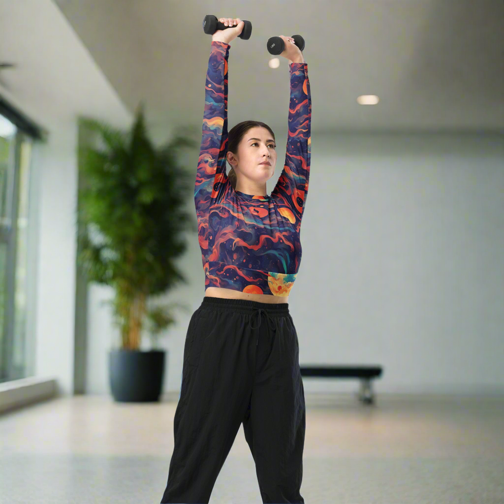 Gerecycleerde crop top met lange mouwen Twilight