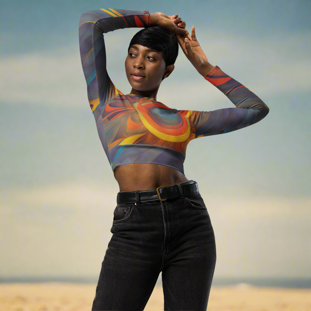 Crop Top Supernova cu mânecă lungă reciclată
