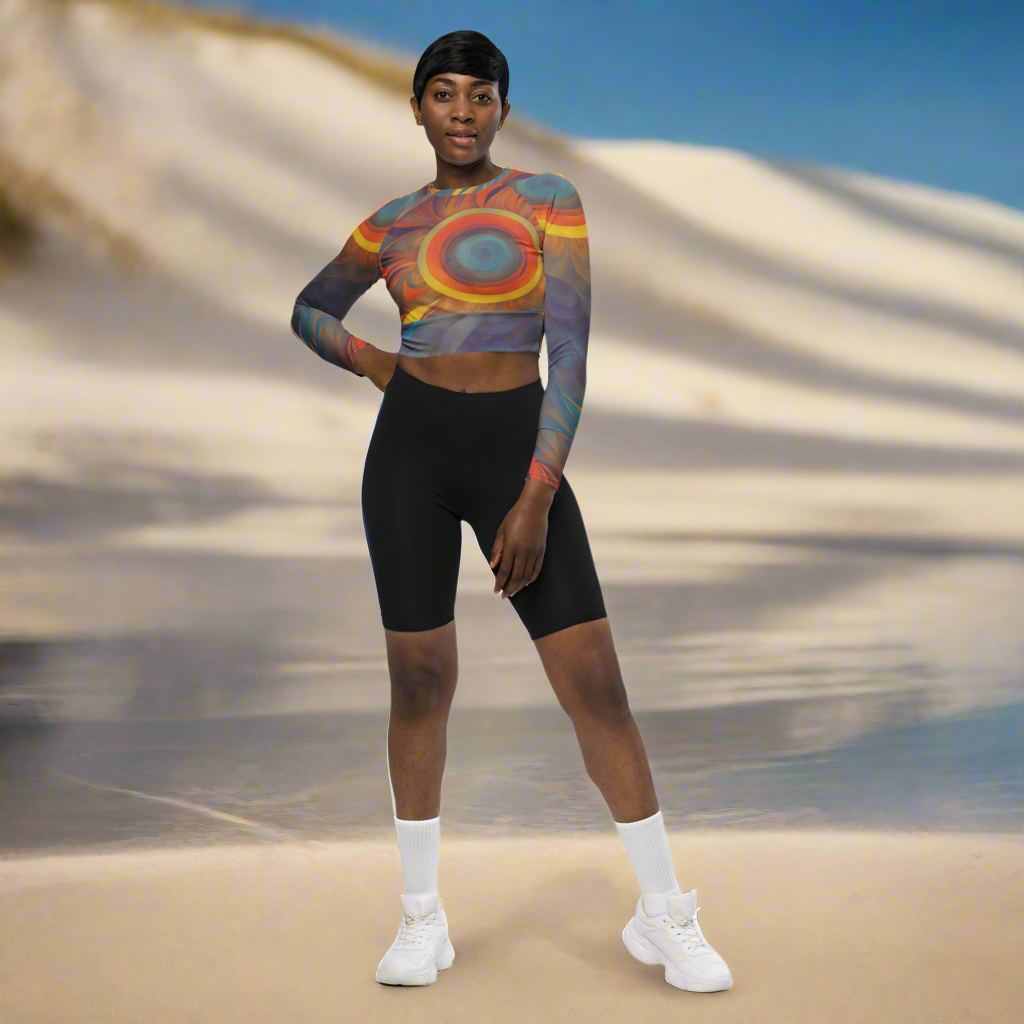 Crop Top Supernova cu mânecă lungă reciclată