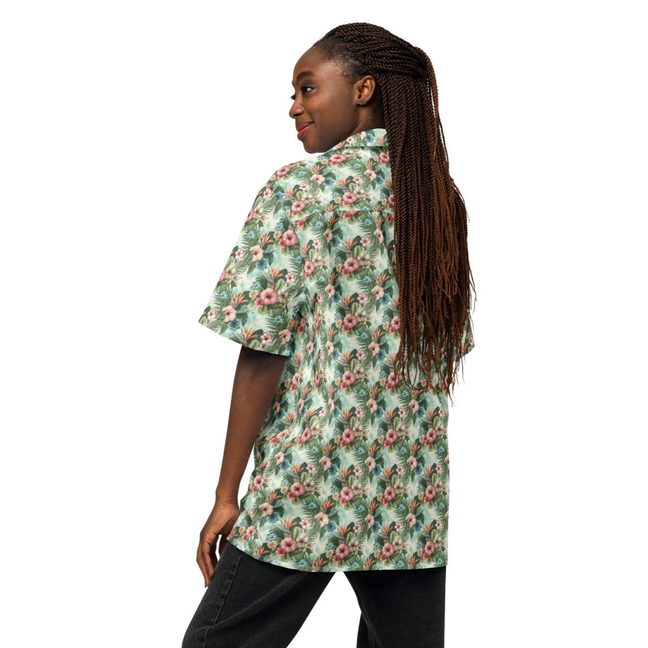 Unisex Button Shirt Floral Escape - ErdeGora