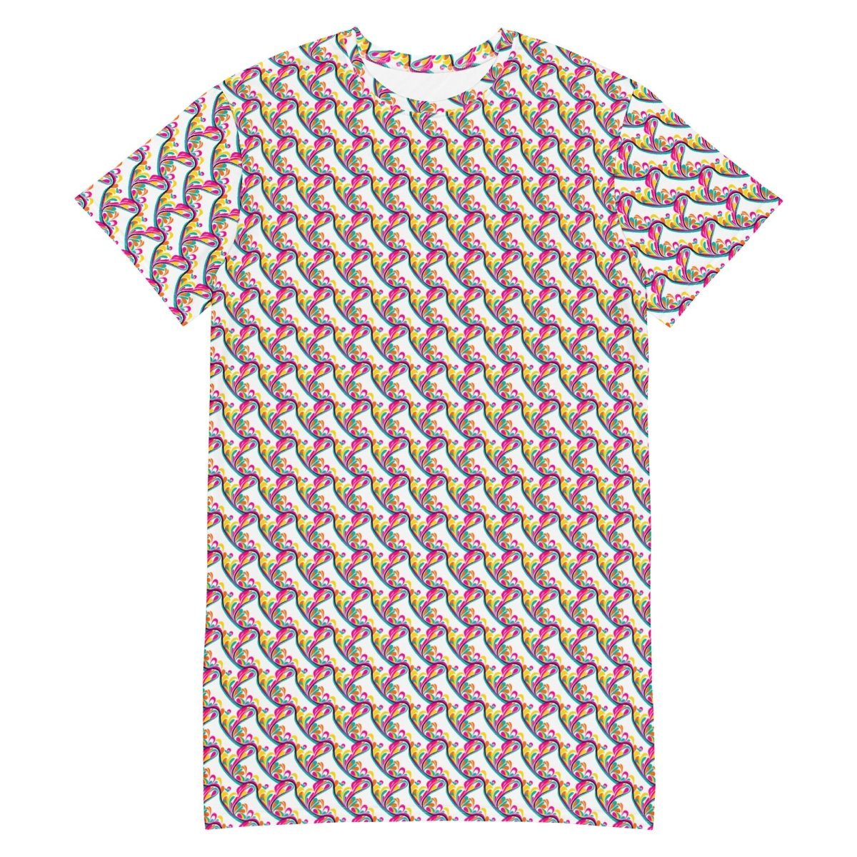 Casual T - Shirt Dress Wavy Hearts - ErdeGora