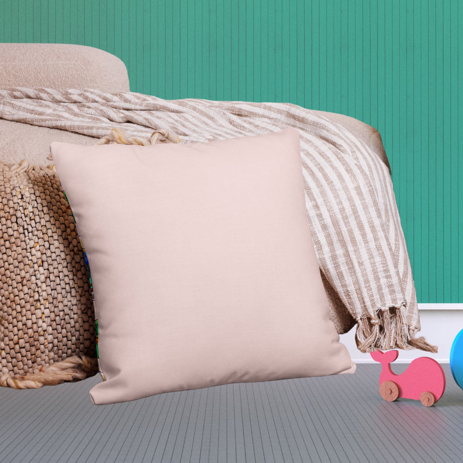 “Humming Bird print pillowcase in premium polyester featuring kids bear characters design and the phrase ‘Dream Big Adventure’ on the front; back side in solid Misty Rose.