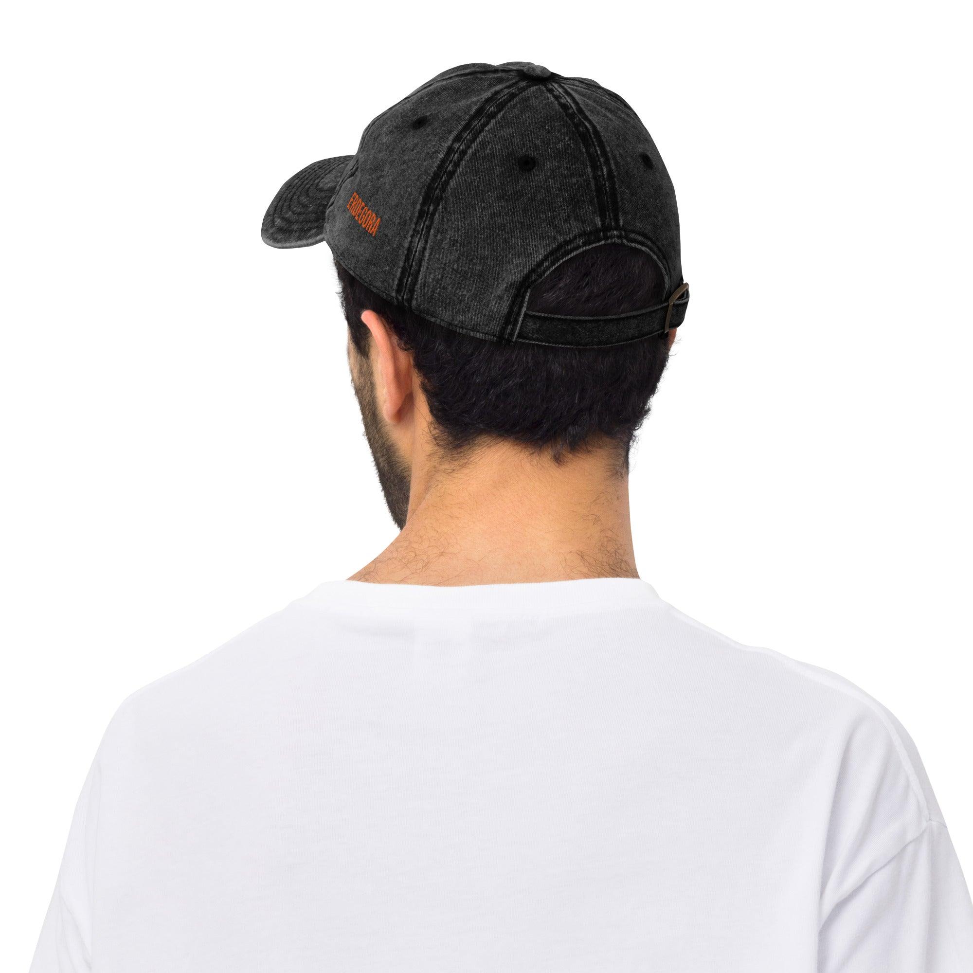 Personalize it! Black Embroidered Vintage Cotton Twill Cap Weirdly Passionate - ErdeGora