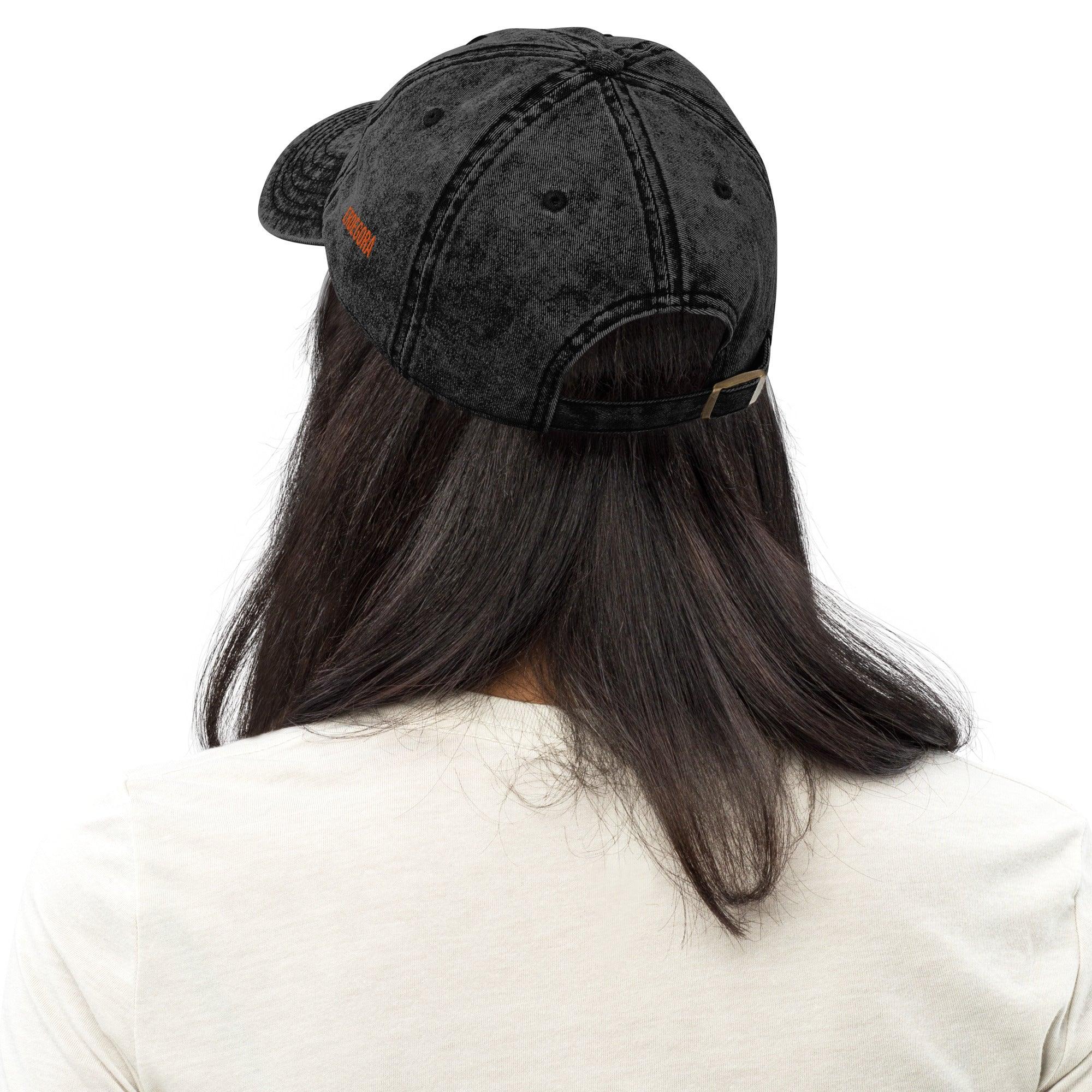 Personalize it! Black Embroidered Vintage Cotton Twill Cap Weirdly Passionate - ErdeGora