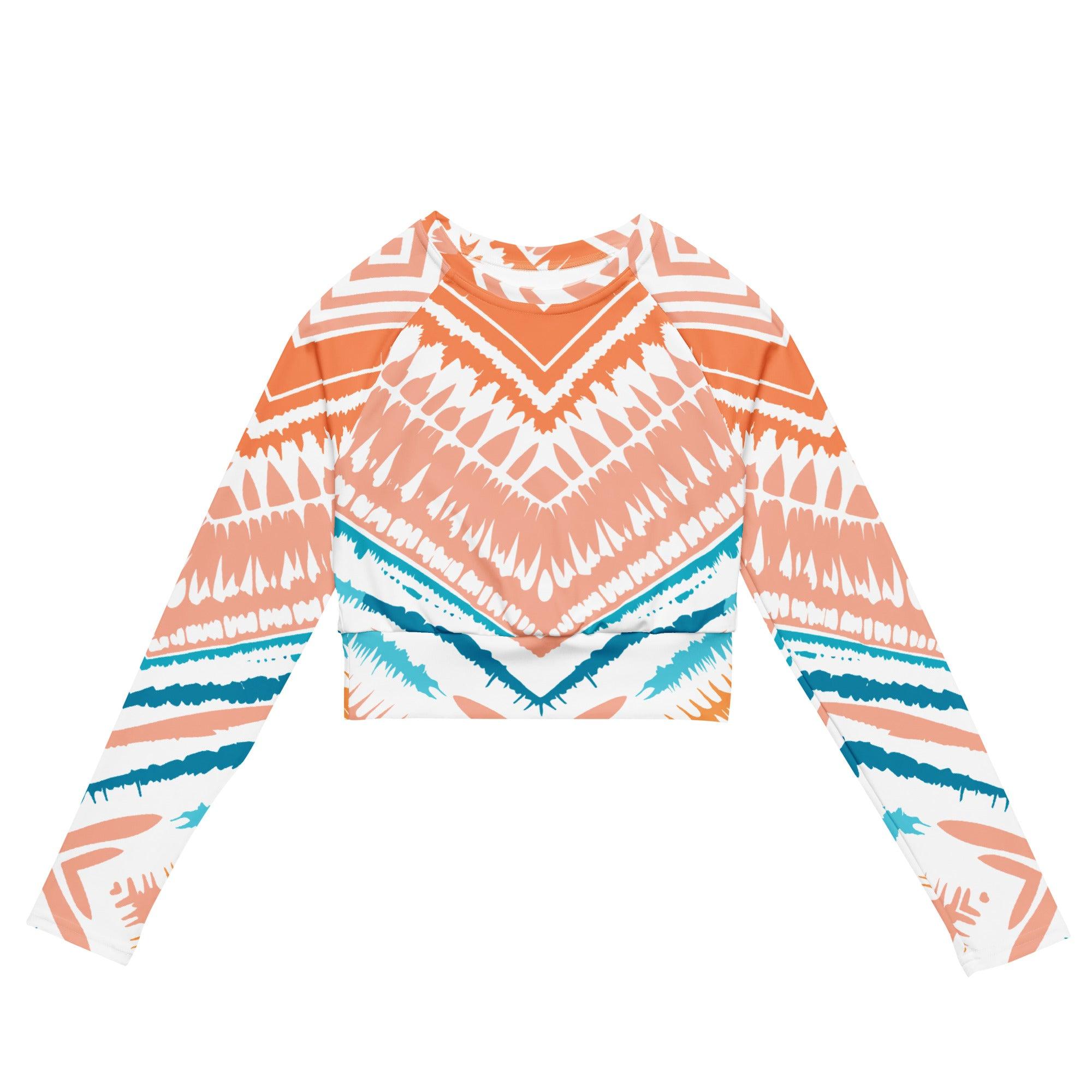 Tie-dye Recycled Long-sleeve Crop Top Peachy Blues - ErdeGora