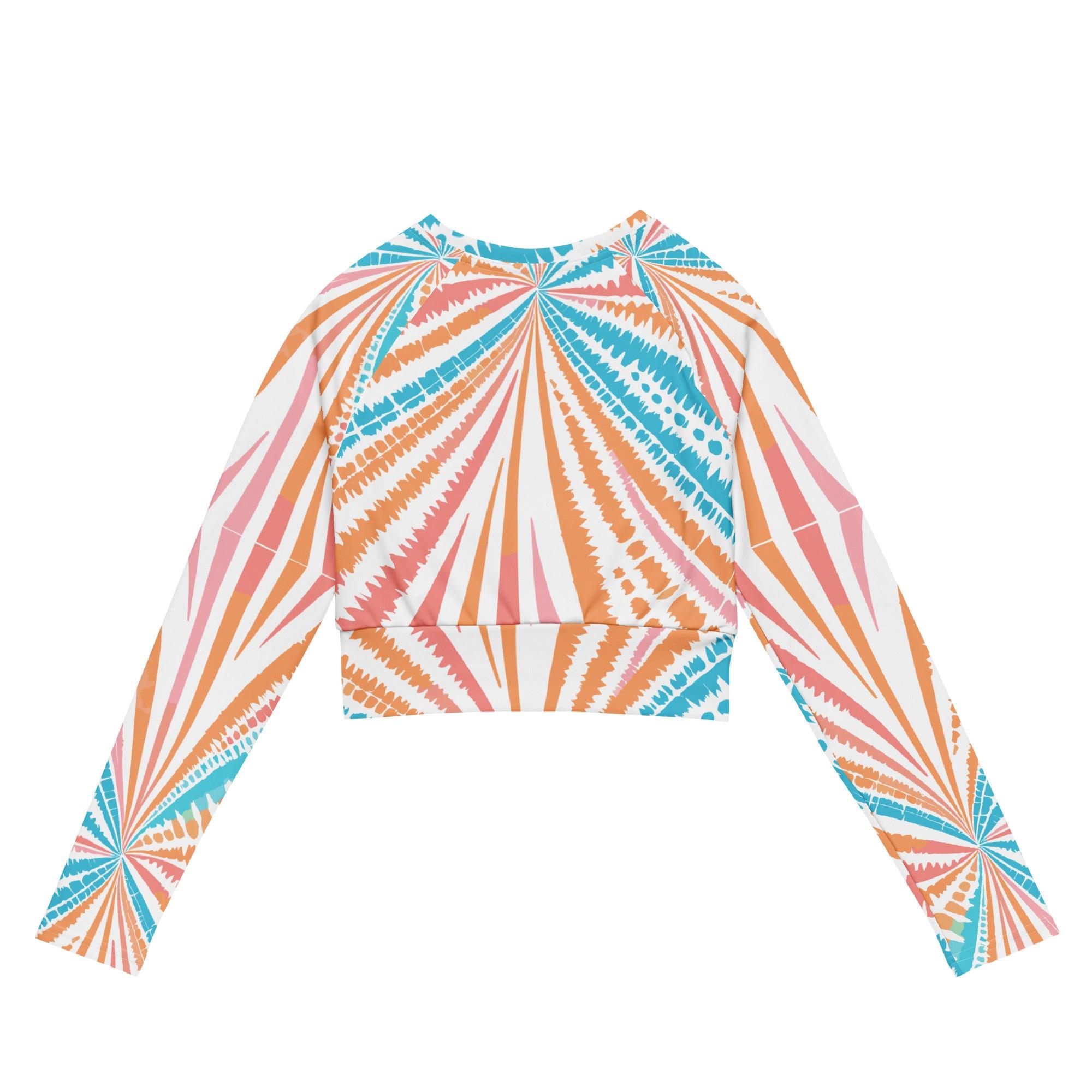 Tie-dye Recycled Long-sleeve Crop Top Peachy Twister - ErdeGora
