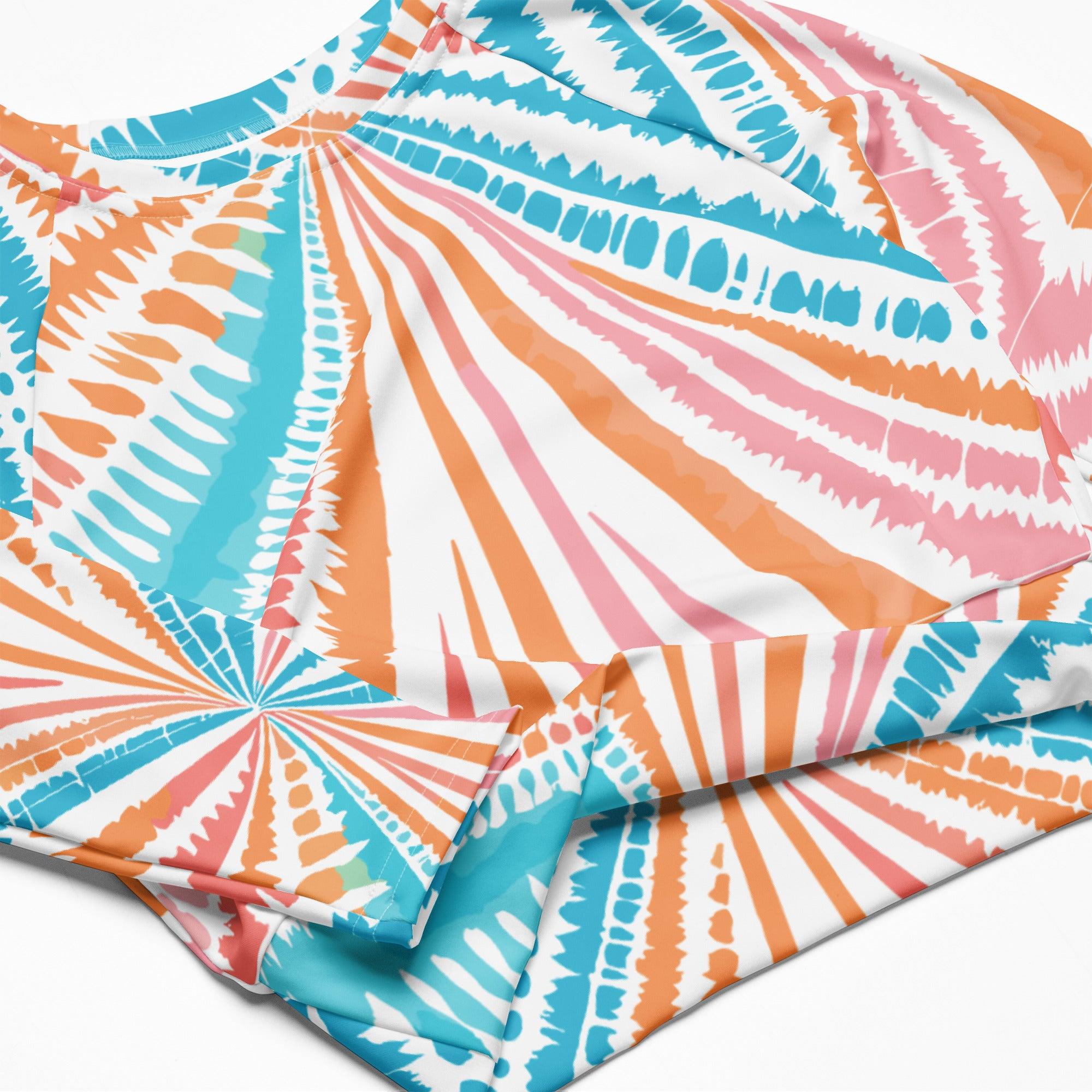 Tie-dye Recycled Long-sleeve Crop Top Peachy Twister - ErdeGora