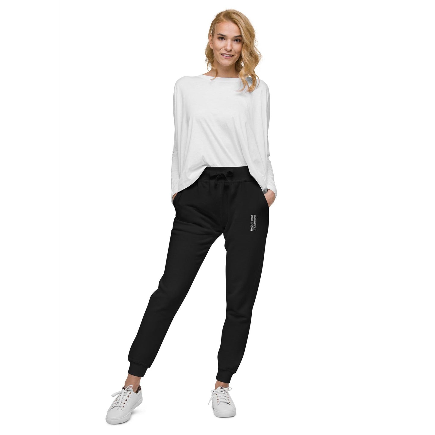 Unisex Fleece Sweatpants Embroidered Unapologetically Weird and Passionate - ErdeGora