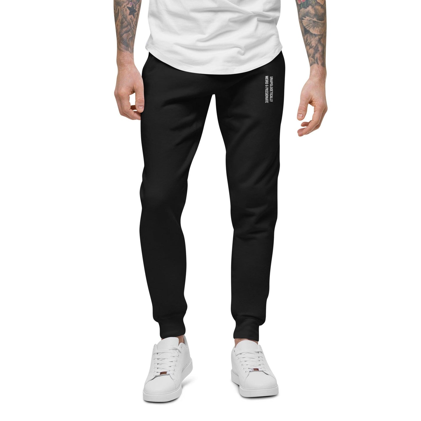 Unisex Fleece Sweatpants Embroidered Unapologetically Weird and Passionate - ErdeGora