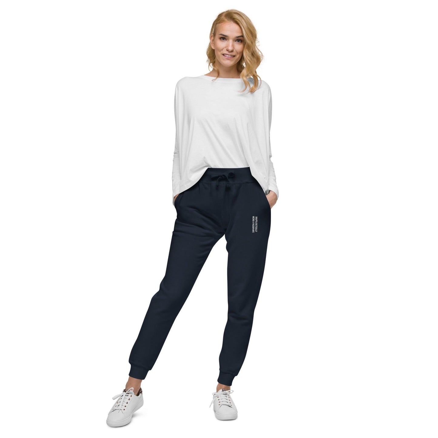 Unisex Fleece Sweatpants Embroidered Unapologetically Weird and Passionate - ErdeGora
