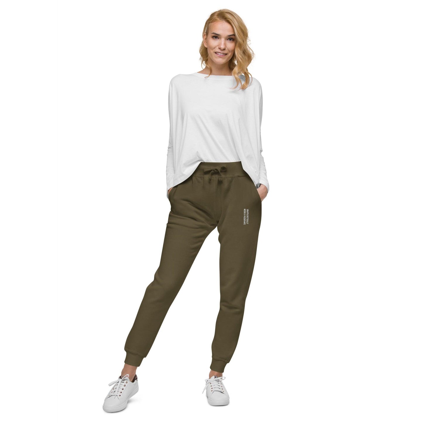 Unisex Fleece Sweatpants Embroidered Unapologetically Weird and Passionate - ErdeGora