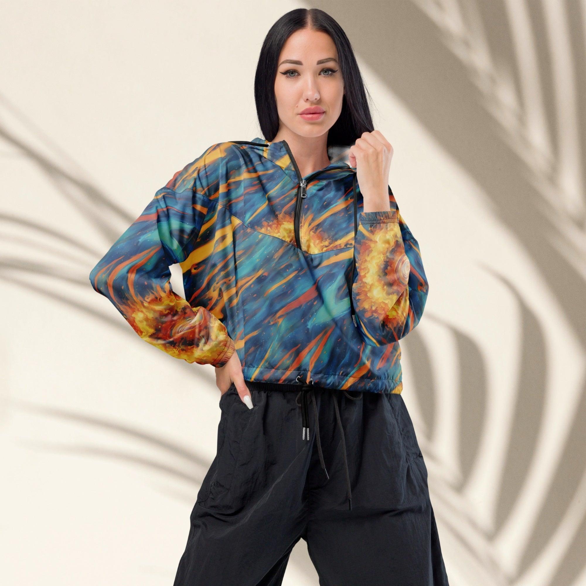 Womenβs Cropped Windbreaker Sunburn - ErdeGora
