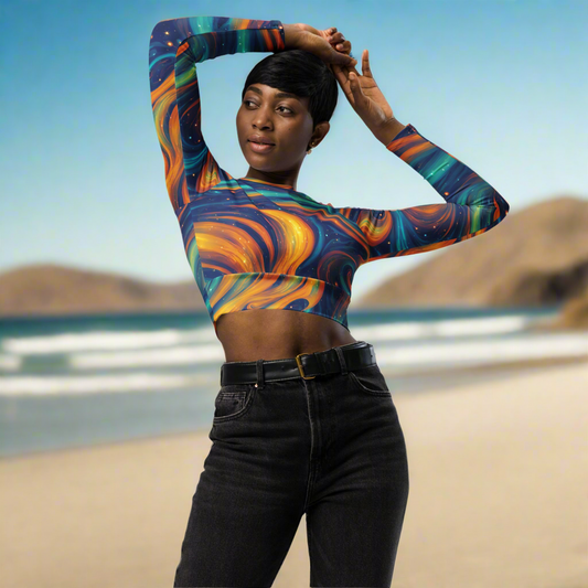 Crop Top cu mânecă lungă reciclat Stardust