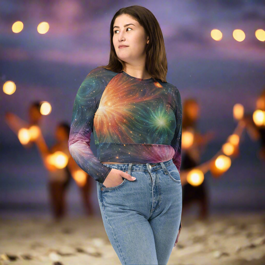 Crop Top Astra cu mâneci lungi reciclat