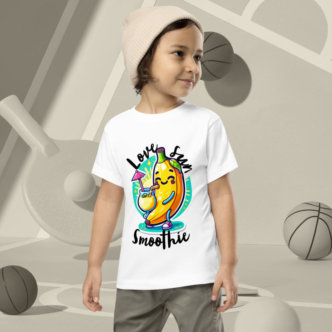 Toddler Short Sleeve Tee Love, Sun & Banana Smoothie - ErdeGora