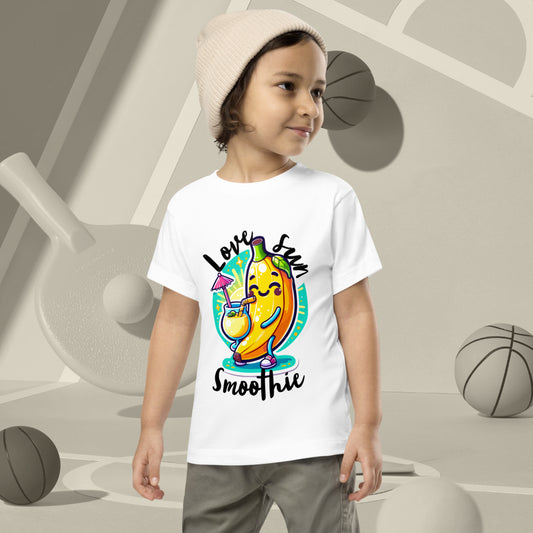 Toddler Short Sleeve Tee Love, Sun & Banana Smoothie - ErdeGora