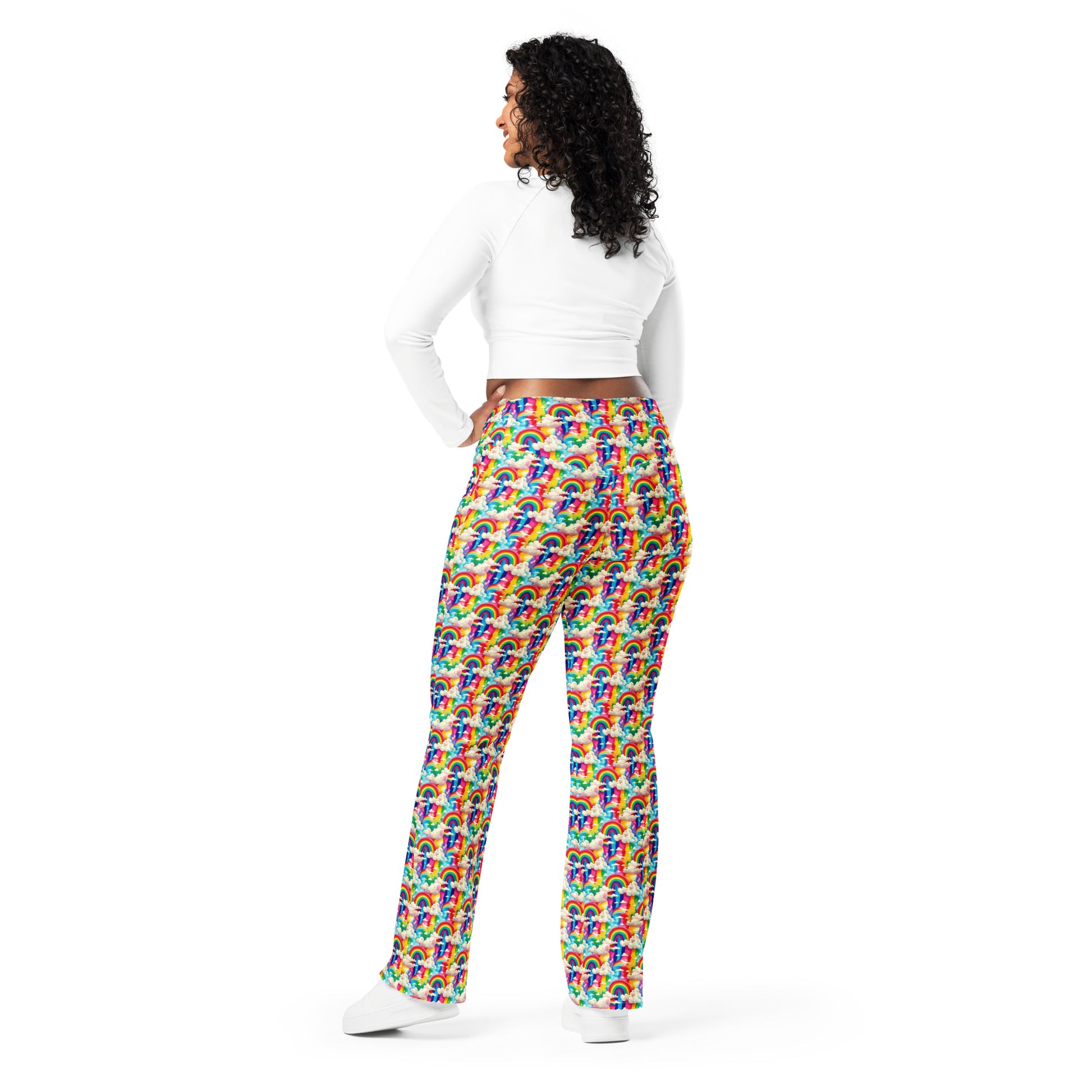 High-Rise Flared Leggings Rainbow Radiance - ErdeGora