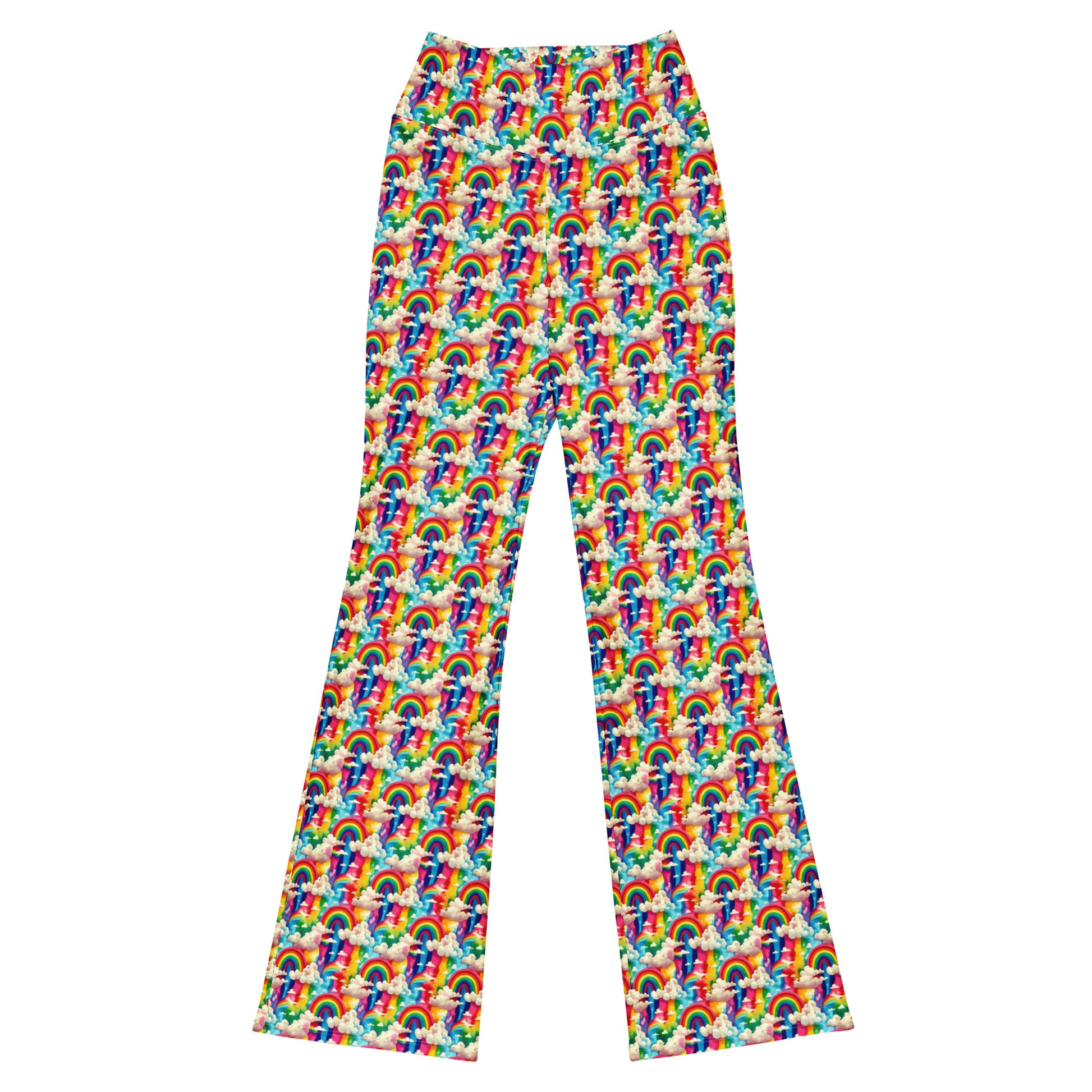 High-Rise Flared Leggings Rainbow Radiance - ErdeGora