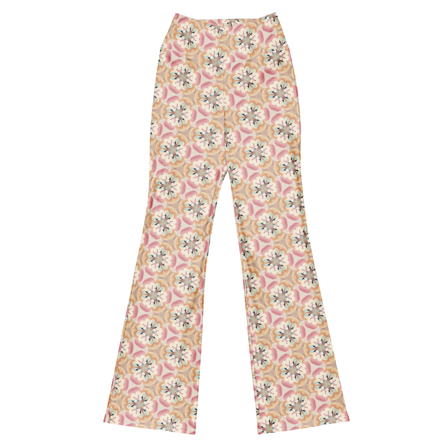 High-Rise Flared Leggings Pastel Petals - ErdeGora