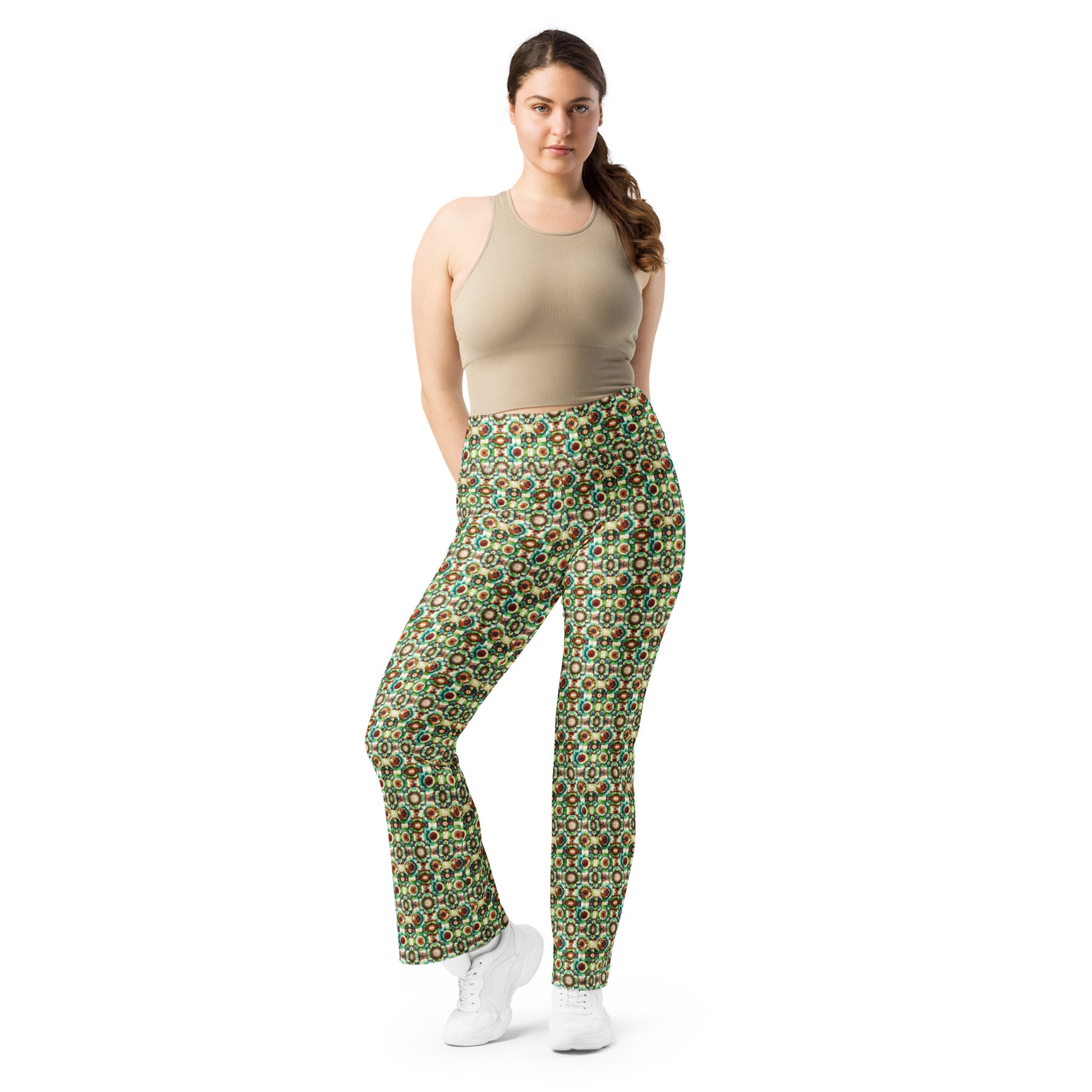 High-Rise Flared Leggings Woodland Wonder - ErdeGora