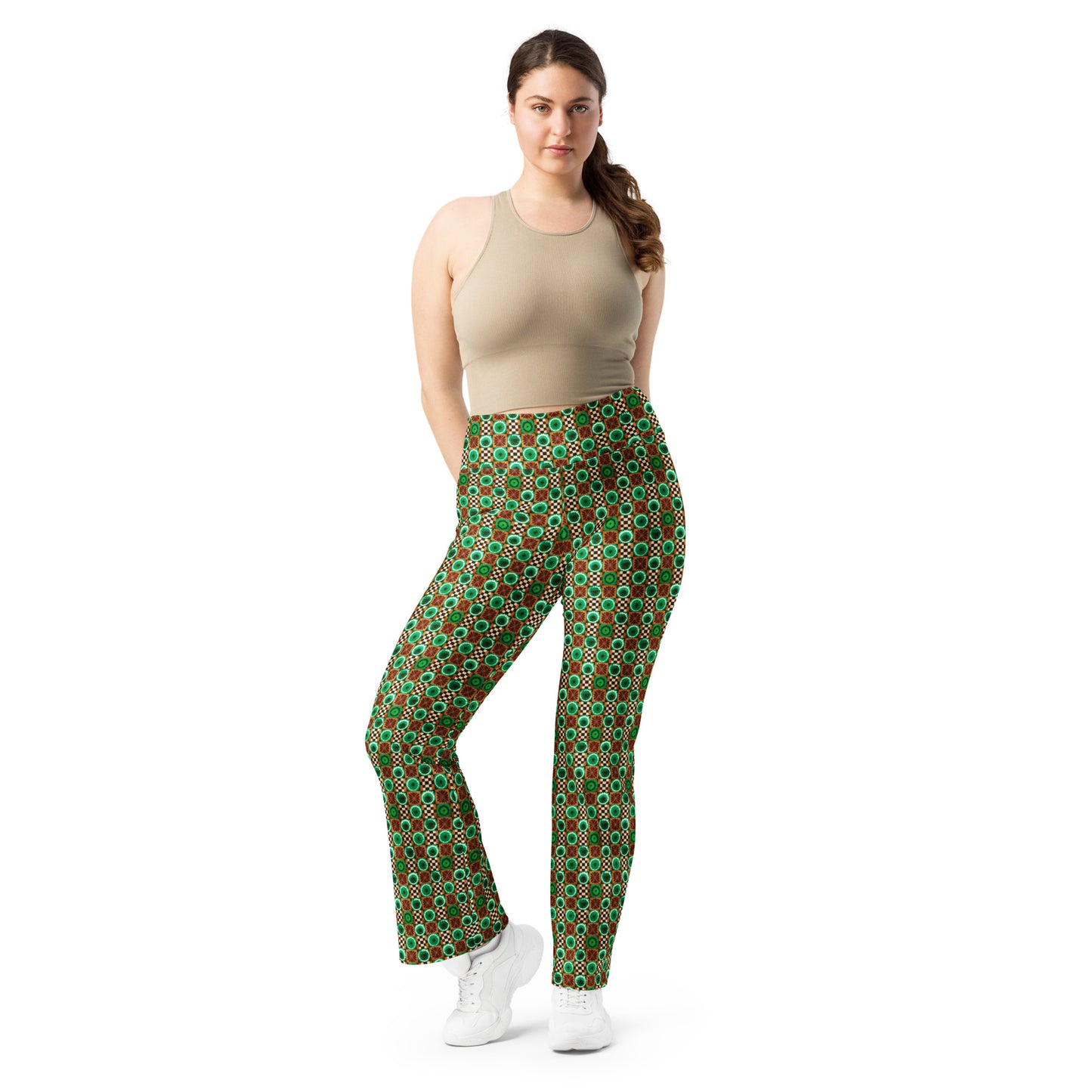 High-Rise Flared Leggings Forest Race - ErdeGora