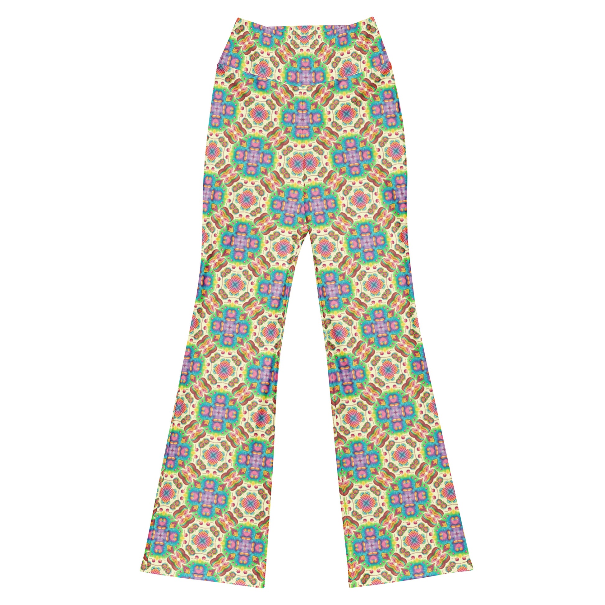 High-Rise Flared Leggings Retro Cookie - ErdeGora