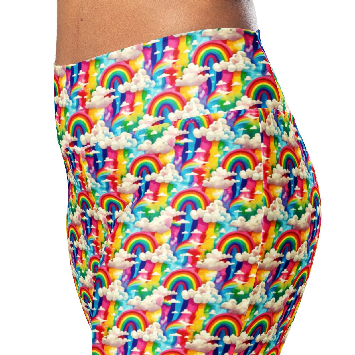 High-Rise Flared Leggings Rainbow Radiance - ErdeGora