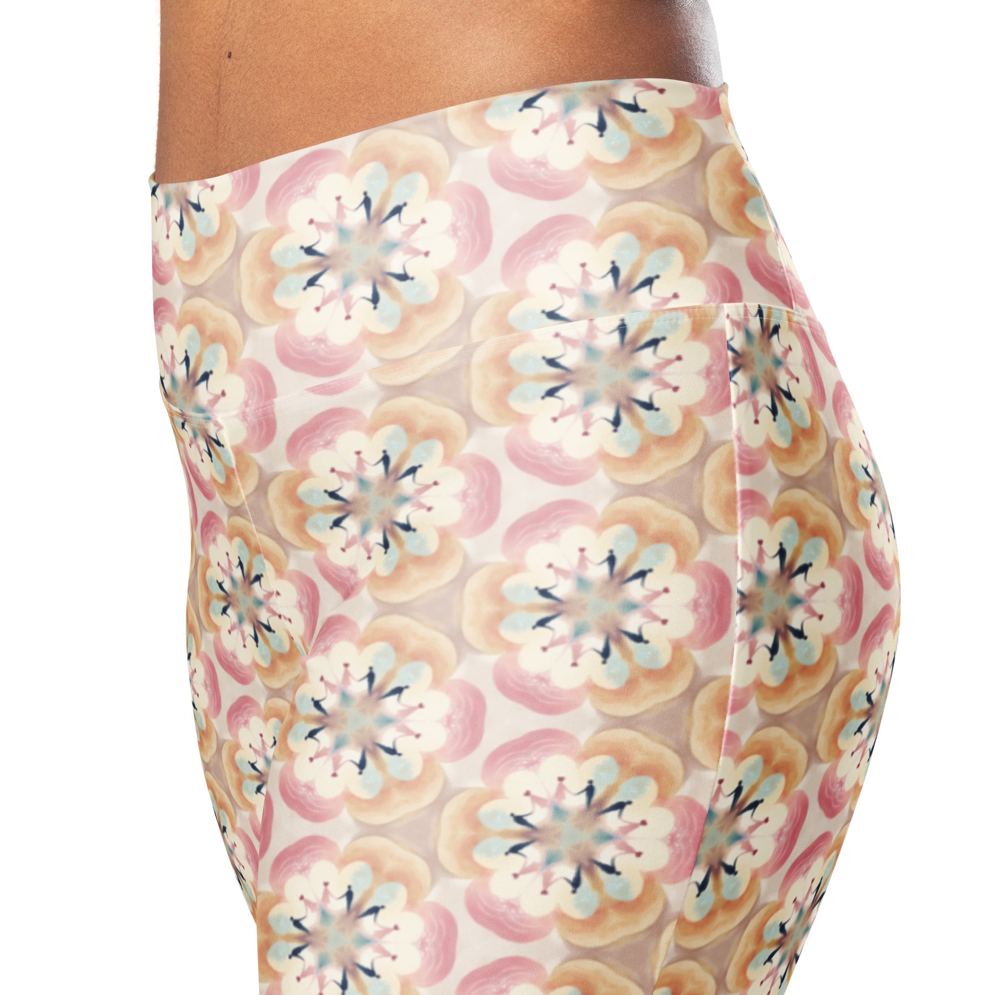 High-Rise Flared Leggings Pastel Petals - ErdeGora