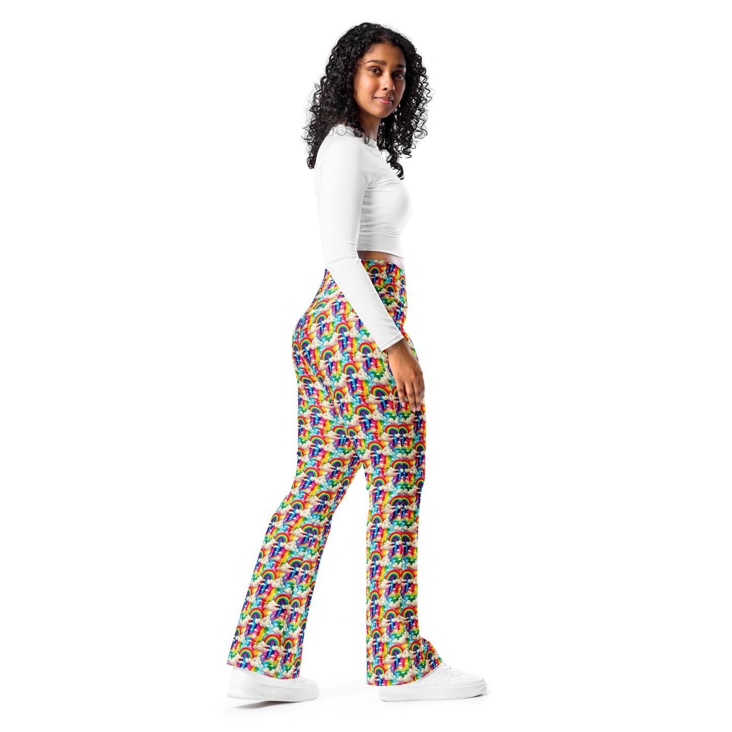 High-Rise Flared Leggings Rainbow Radiance - ErdeGora