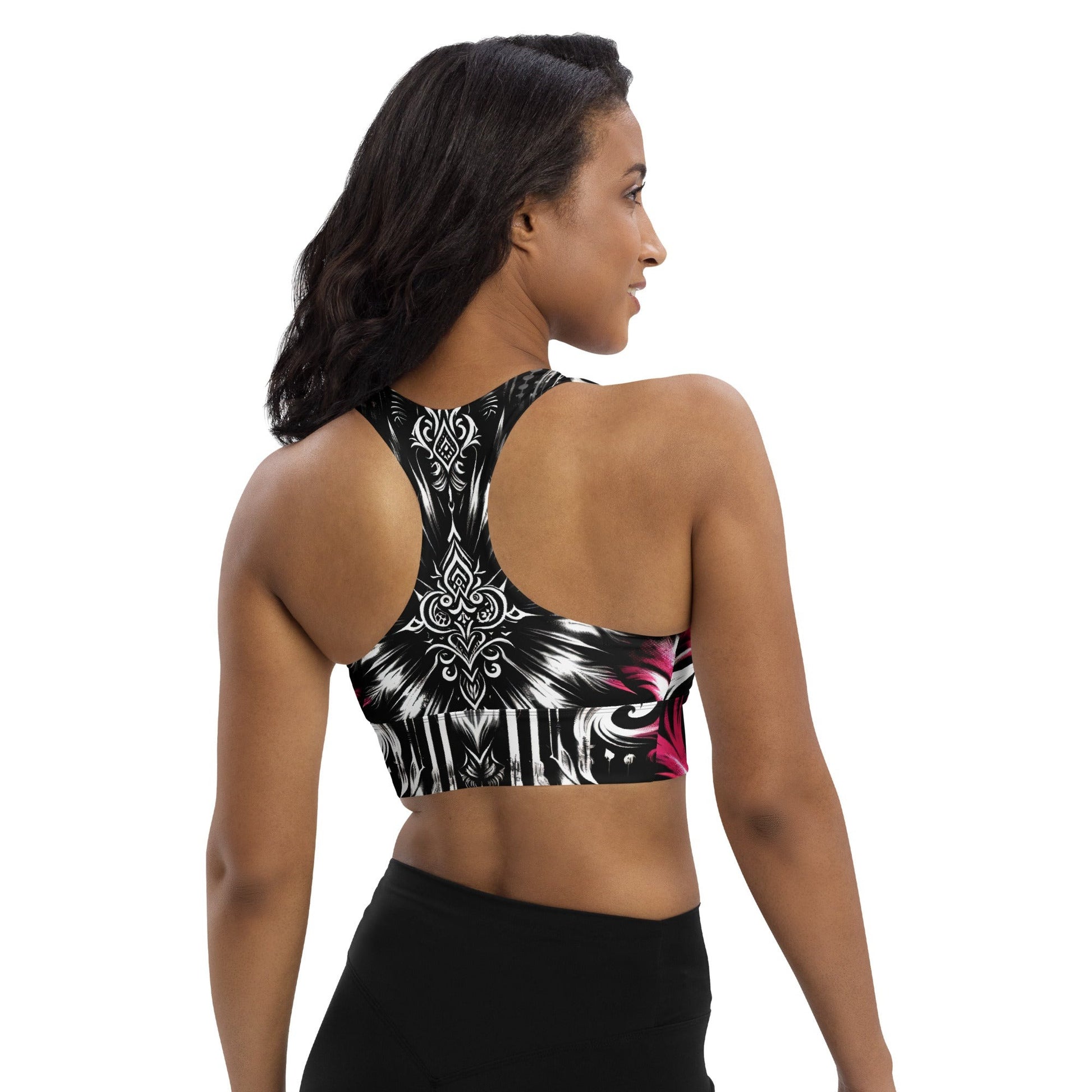 Longline Sports Bra Gothic Blossom - ErdeGora