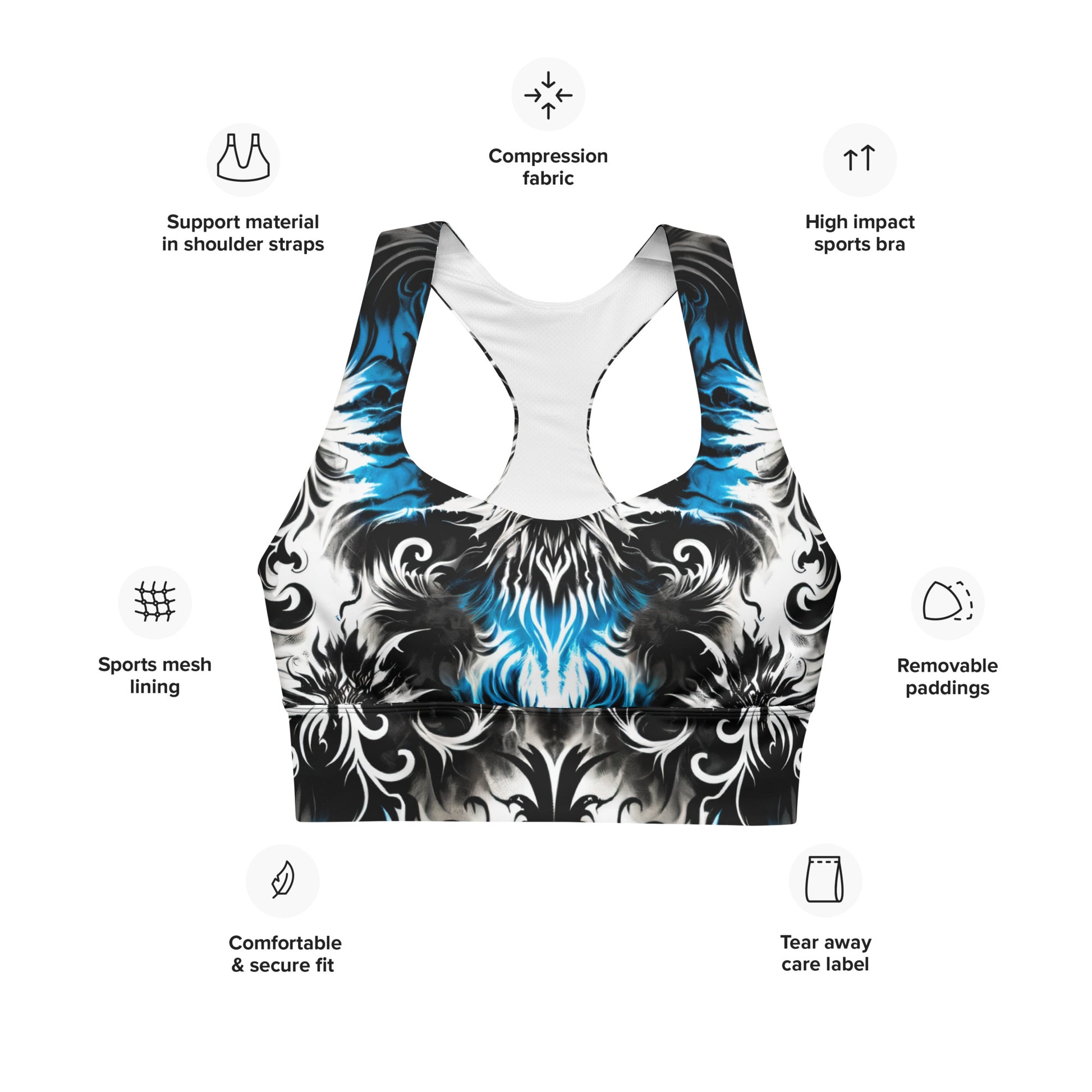 Longline Sports Bra Ghostly Glimmer - ErdeGora