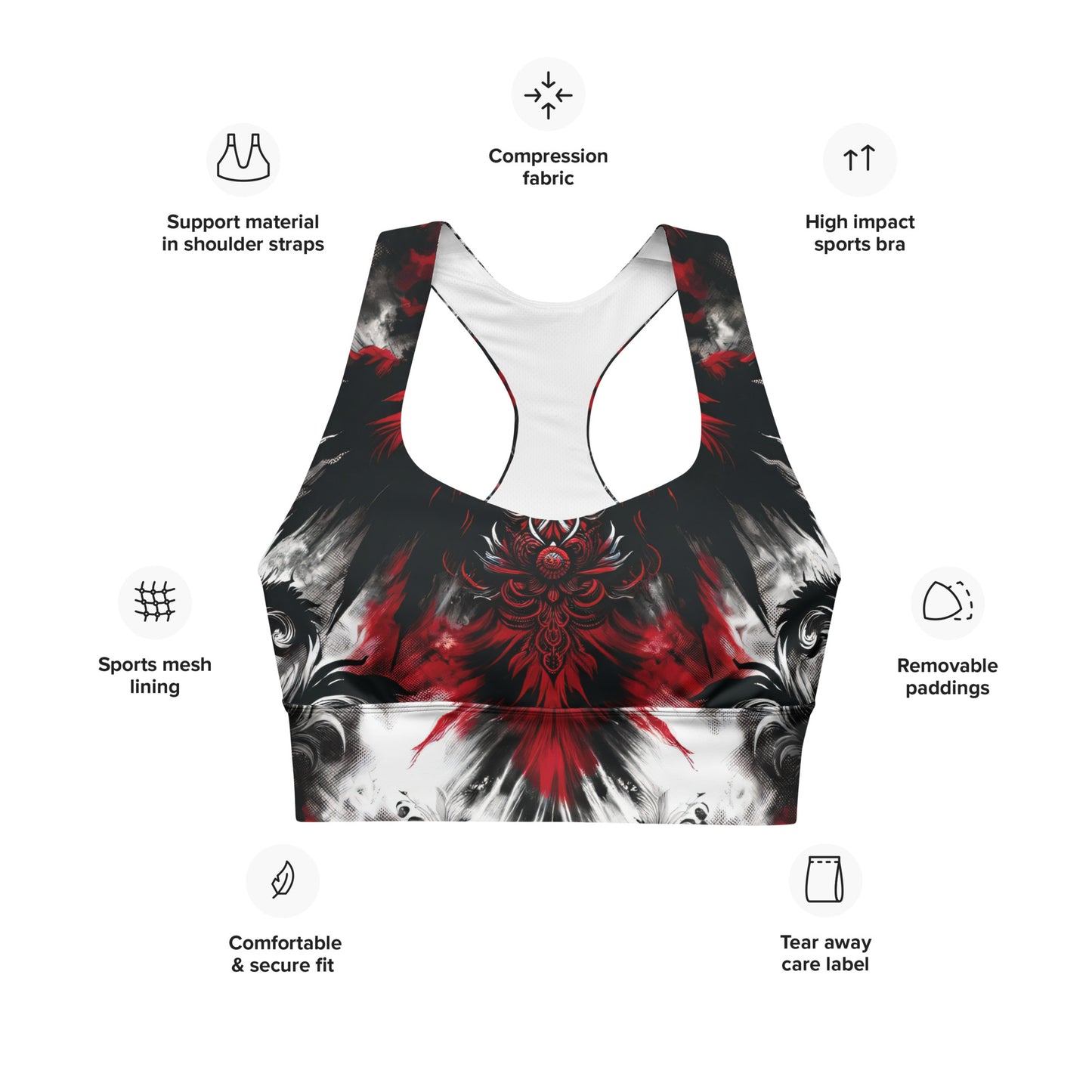 Longline Sports Bra Crimson Nocturn - ErdeGora