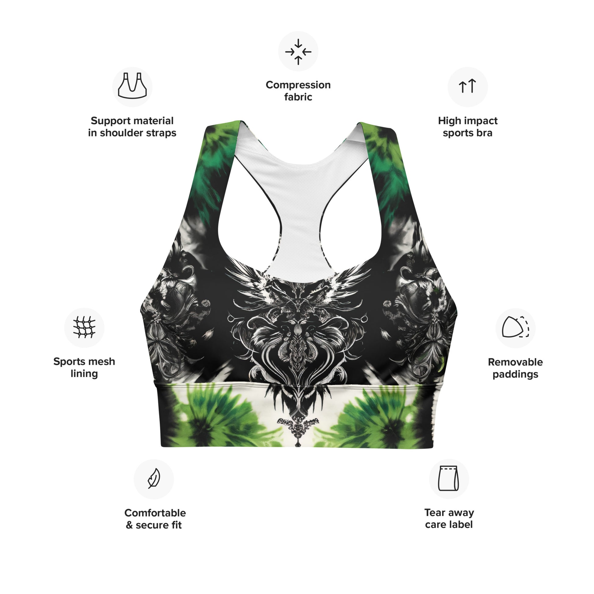 Longline Sports Bra Enchanted Emerald - ErdeGora