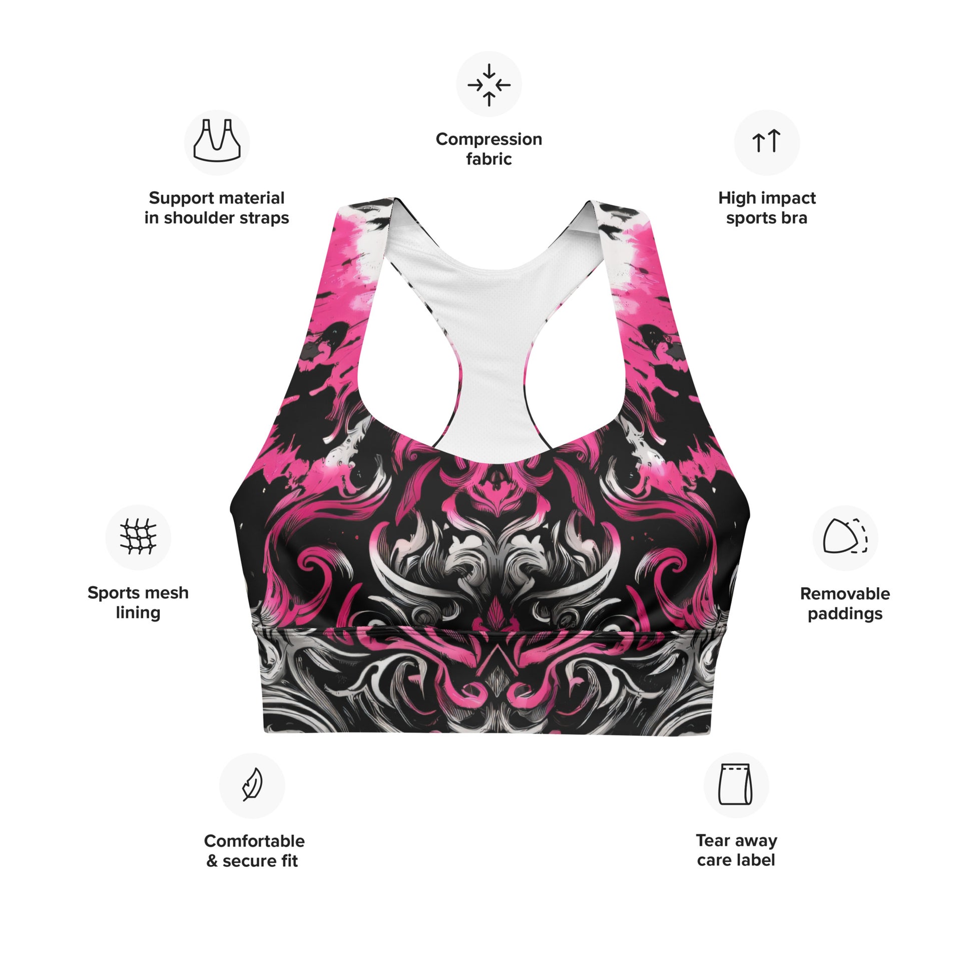 Longline Sports Bra Dark Blush - ErdeGora