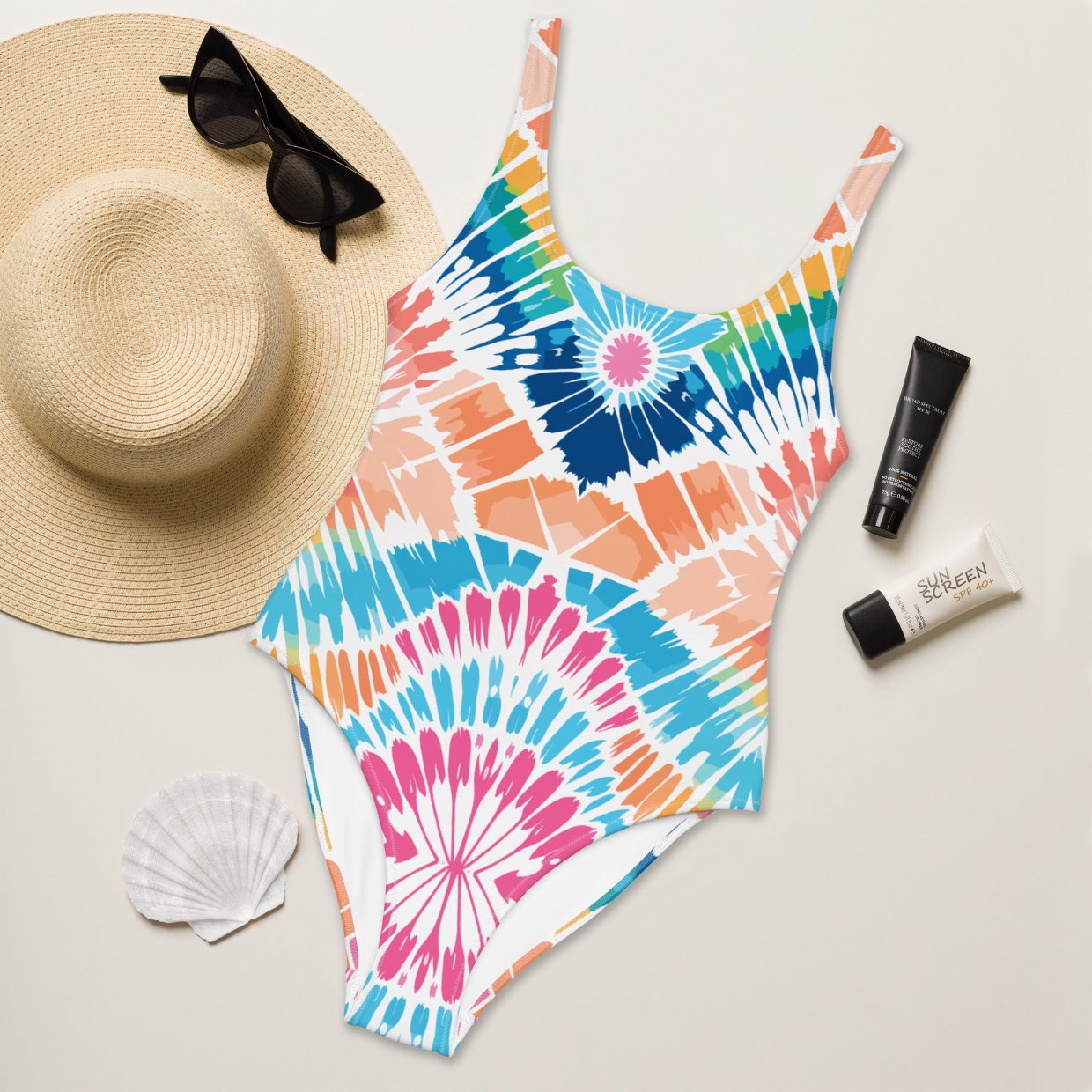 One-Piece Swimsuit Peachy Saltwater flat lay