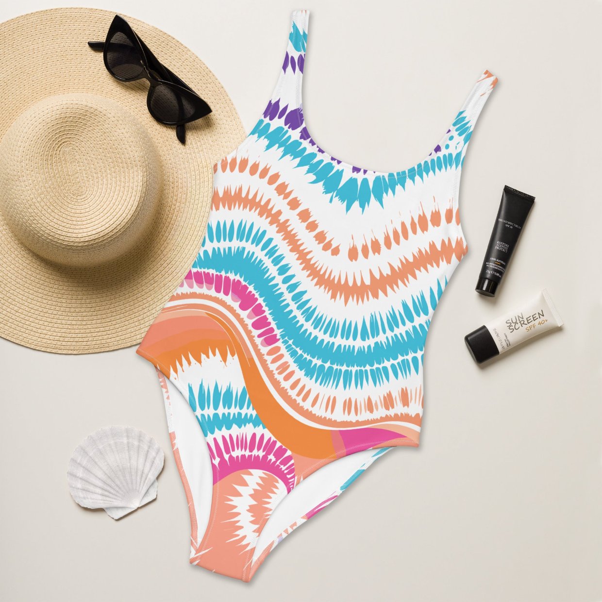 One-Piece Swimsuit Peachy Crush Waves - ErdeGora