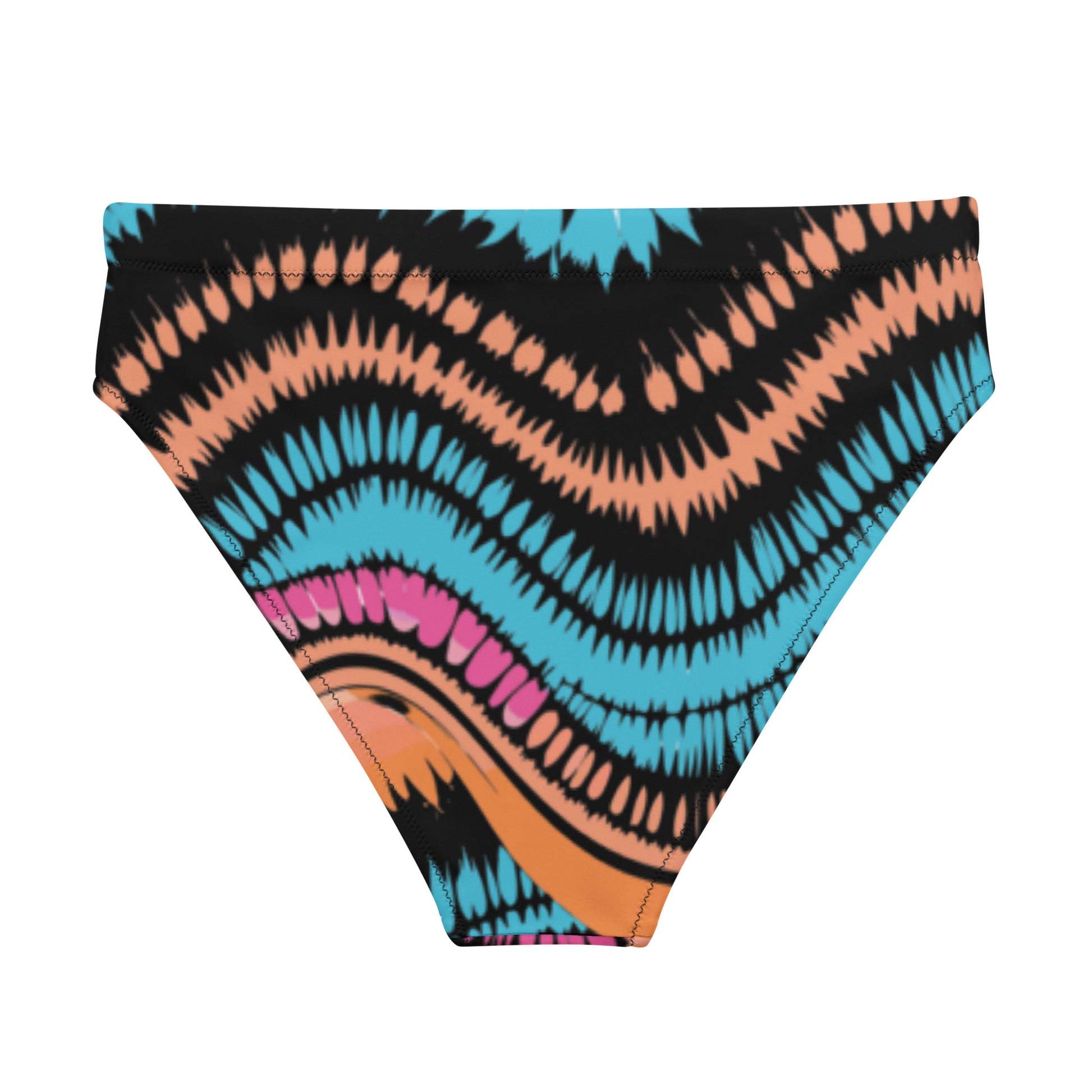 Recycled High-Waisted Bikini Bottom Peachy Crush Waves - ErdeGora