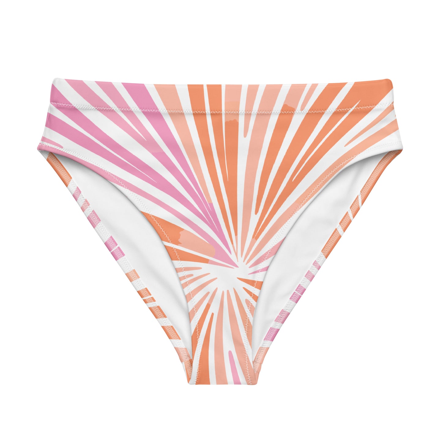 Recycled High-Waisted Bikini Bottom Peachy Coral Reef - ErdeGora