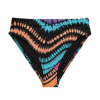 Recycled High-Waisted Bikini Bottom Peachy Crush Waves - ErdeGora