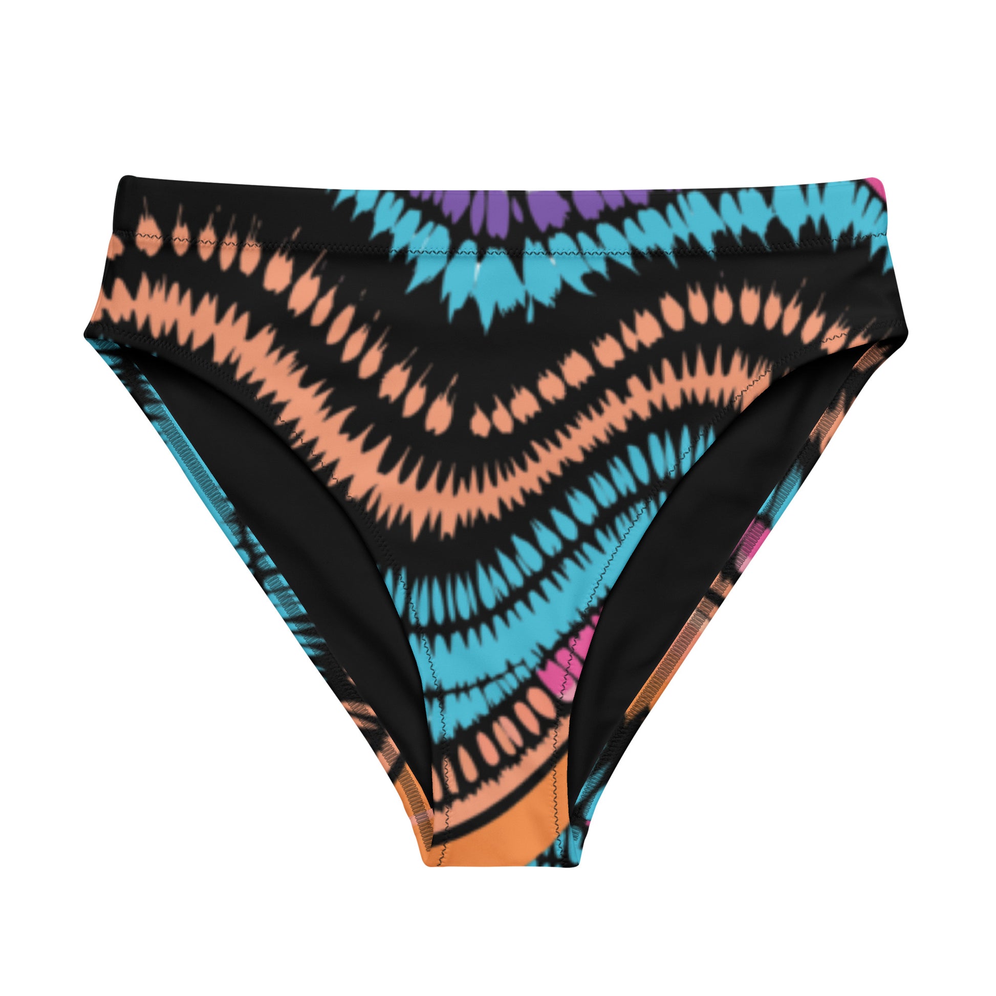 Recycled High-Waisted Bikini Bottom Peachy Crush Waves - ErdeGora