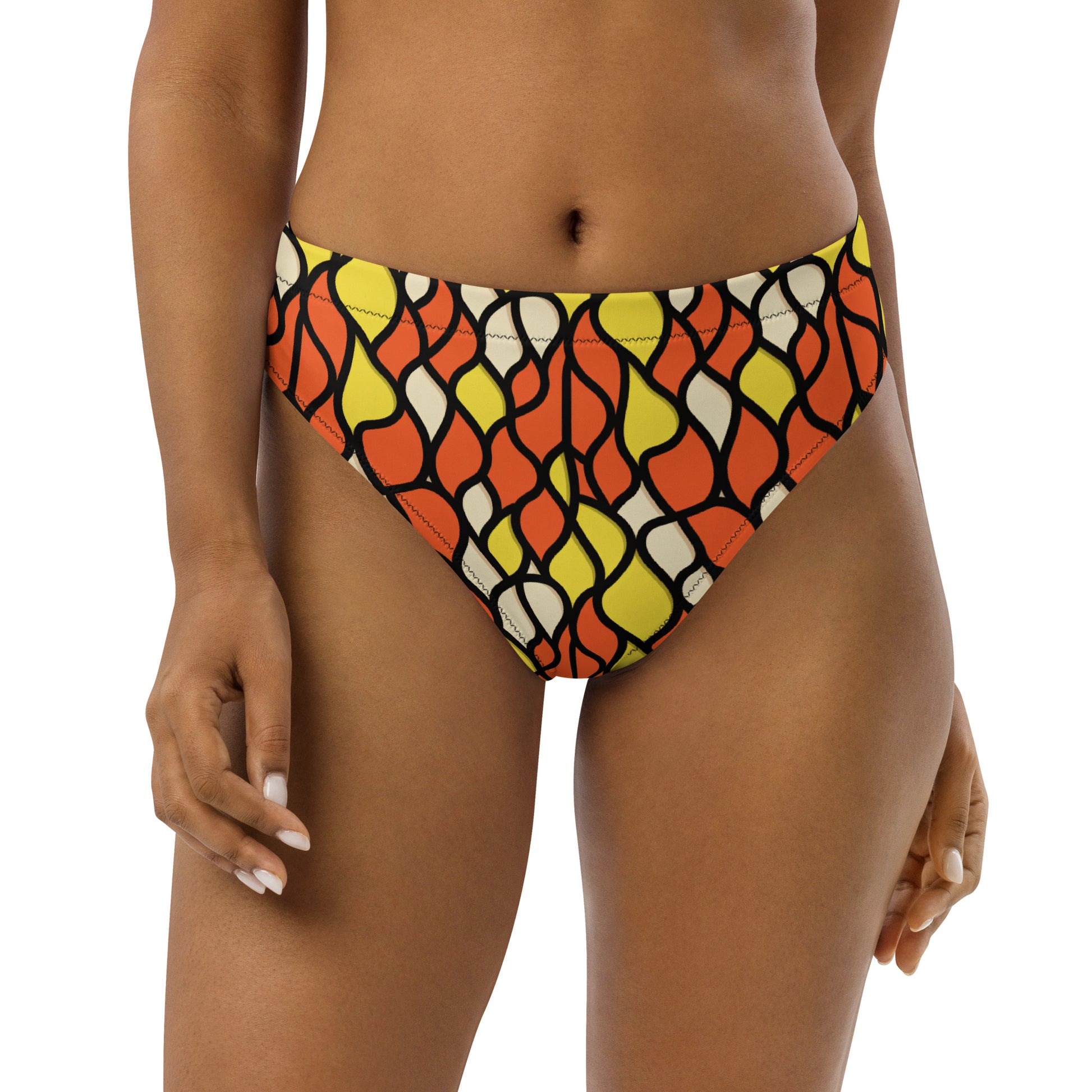 Recycled High-Waisted Bikini Bottom Honeycomb - ErdeGora