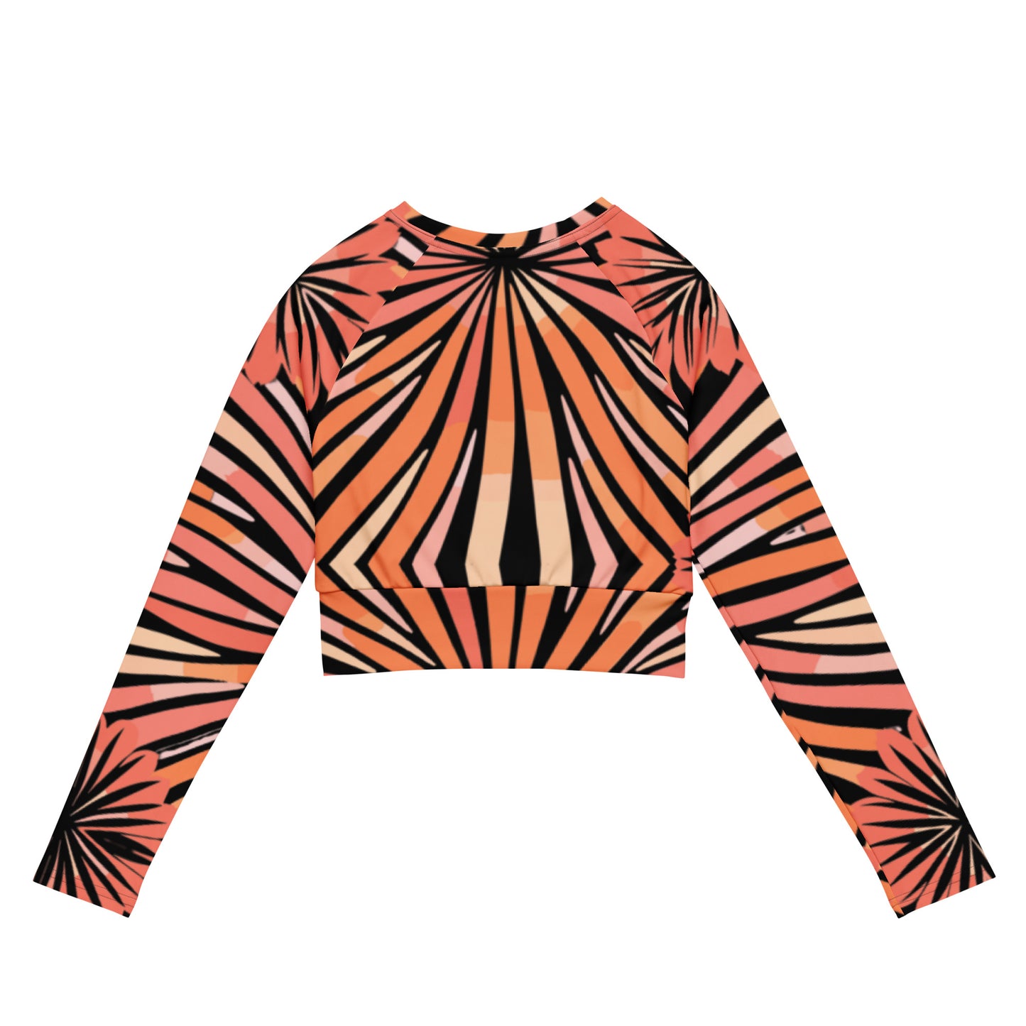 Tie-dye Recycled Long-sleeve Crop Top Peachy Tiger Shark - ErdeGora