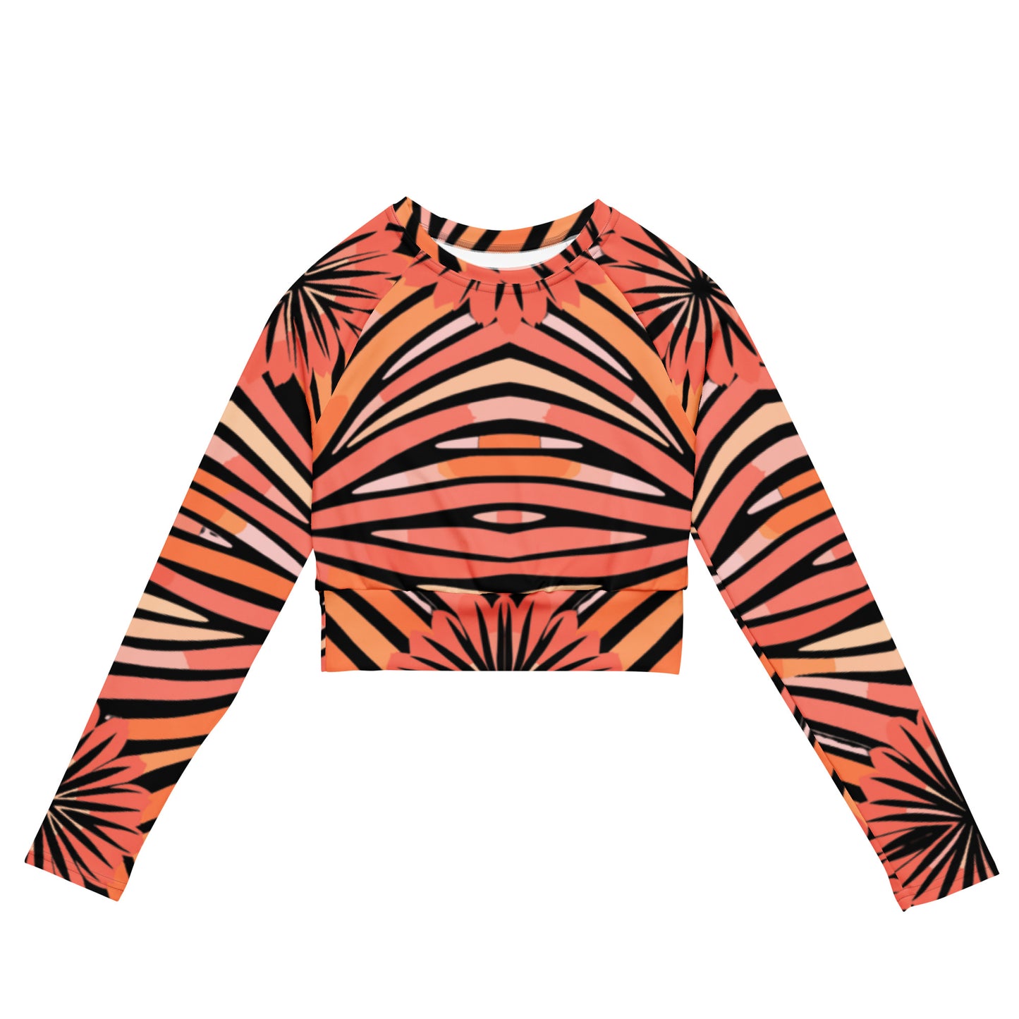 Tie-dye Recycled Long-sleeve Crop Top Peachy Tiger Shark - ErdeGora