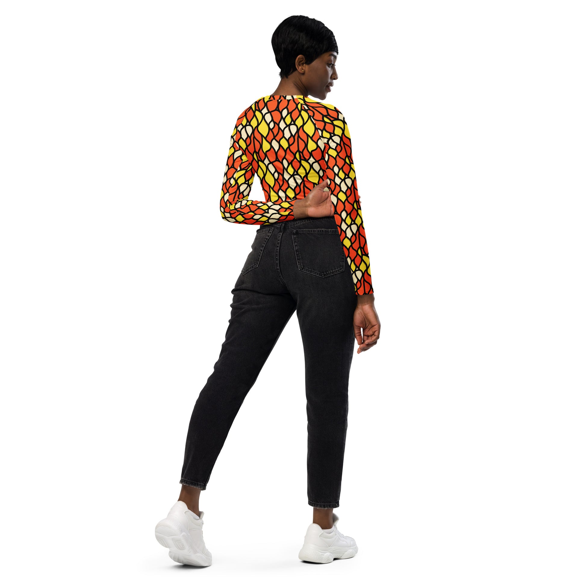 Recycled Long-sleeve Crop Top Honeycomb - ErdeGora