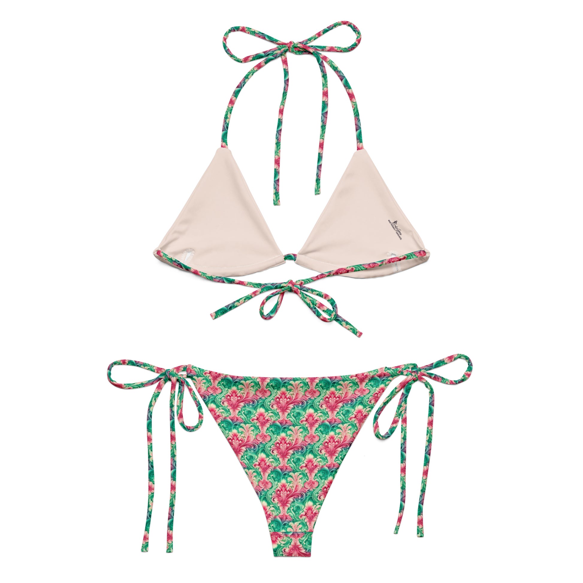 Recycled String Bikini Tropical Bloom - ErdeGora