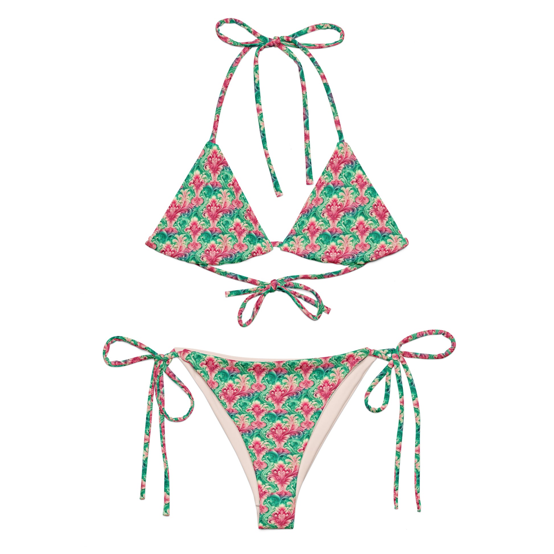 Recycled String Bikini Tropical Bloom - ErdeGora