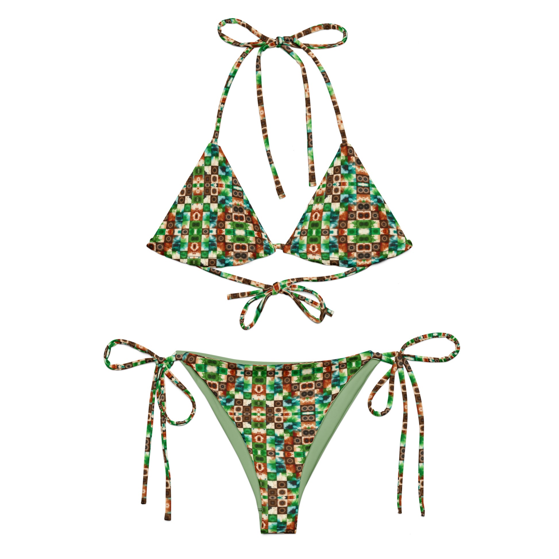 Recycled String Bikini Retro Mosaic - ErdeGora