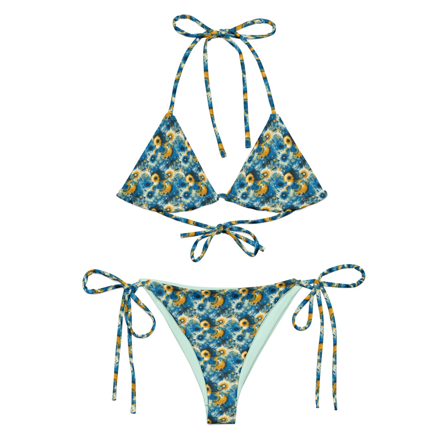 Recycled String Bikini Sunflower Splash - ErdeGora