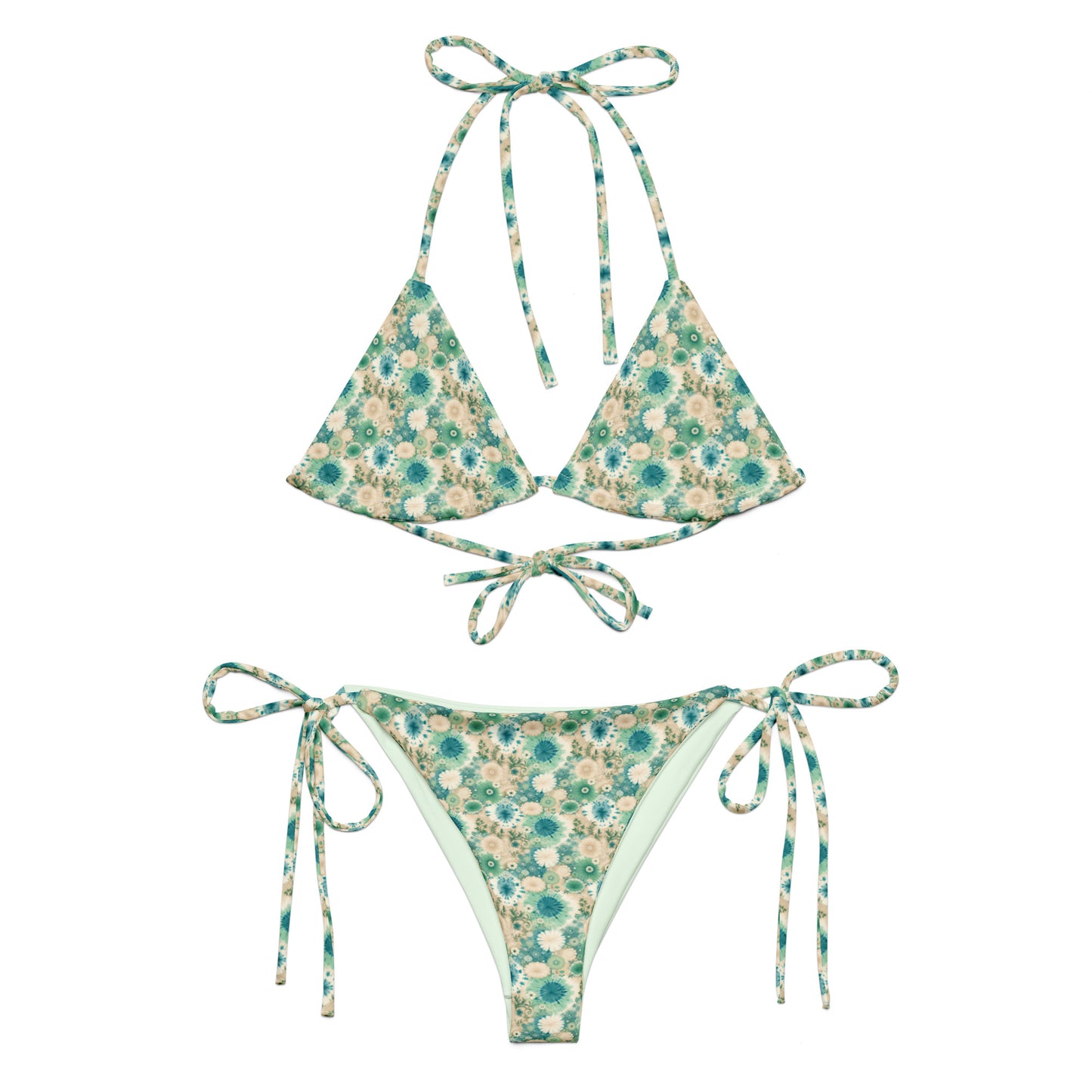 Recycled String Bikini Mint Blossom - ErdeGora